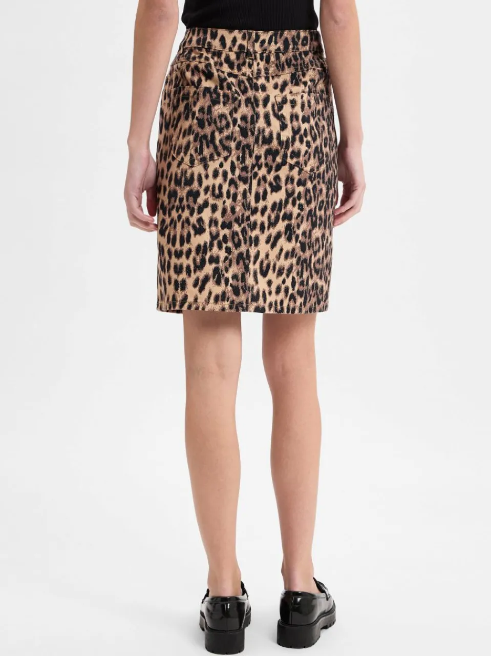 Marie Lund Röcke<Damen Mini-Jeansrock camel schwarz gemustert