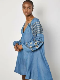 Apricot Kleider<Damen Minikleid blau strukturiert