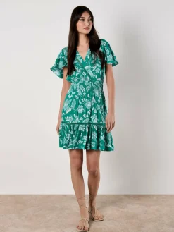 Apricot Kleider<Damen Minikleid grün gemustert