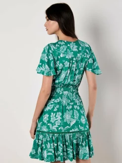 Apricot Kleider<Damen Minikleid grün gemustert