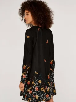 Apricot Kleider<Damen Minikleid schwarz gemustert