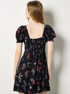 Apricot Kleider<Damen Minikleid schwarz gemustert