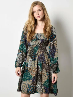 Apricot Kleider<Damen Minikleid grün gemustert