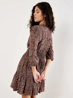 Apricot Kleider<Damen Minikleid rosenholz gemustert