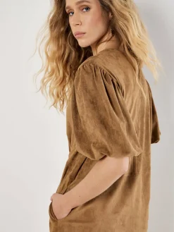 Apricot Kleider<Damen Minikleid braun uni