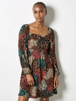 Apricot Kleider<Damen Minikleid braun gemustert