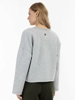 Dreimaster Sweatshirts & Sweatjacken<Damen Oversize Sweatshirt hellgrau meliert