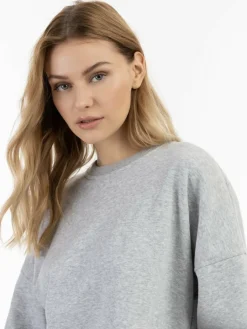 Dreimaster Sweatshirts & Sweatjacken<Damen Oversize Sweatshirt hellgrau meliert
