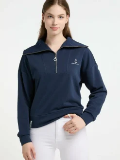 Dreimaster Sweatshirts & Sweatjacken<Damen Oversized Sweatshirt blau uni