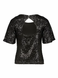 Vera Mont Blusen<Damen Pailletten-Bluse schwarz uni