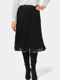 Goldner Röcke<Damen Plisseerock - Schwingender Plisseerock schwarz uni