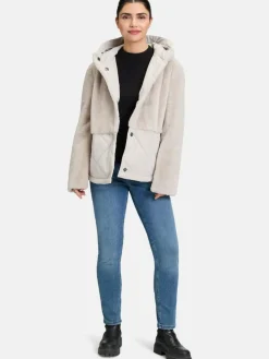 Amber & June Jacken & Westen<Damen Plüschjacke grau uni