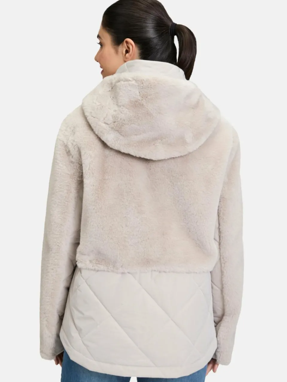 Amber & June Jacken & Westen<Damen Plüschjacke grau uni