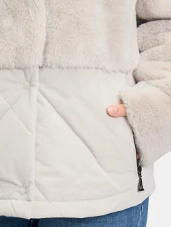 Amber & June Jacken & Westen<Damen Plüschjacke grau uni