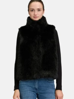 Amber & June Jacken & Westen<Damen Plüschweste schwarz uni