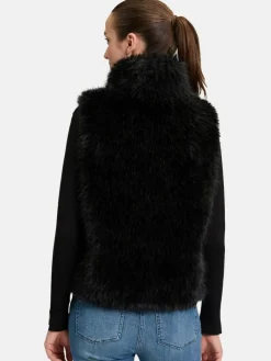 Amber & June Jacken & Westen<Damen Plüschweste schwarz uni