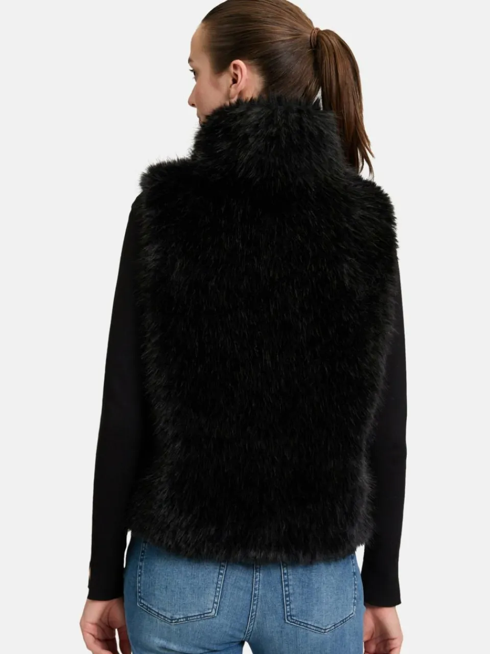 Amber & June Jacken & Westen<Damen Plüschweste schwarz uni