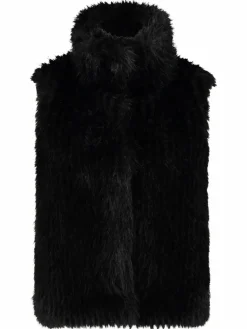 Amber & June Jacken & Westen<Damen Plüschweste schwarz uni