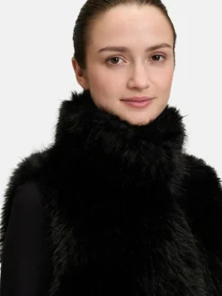 Amber & June Jacken & Westen<Damen Plüschweste schwarz uni