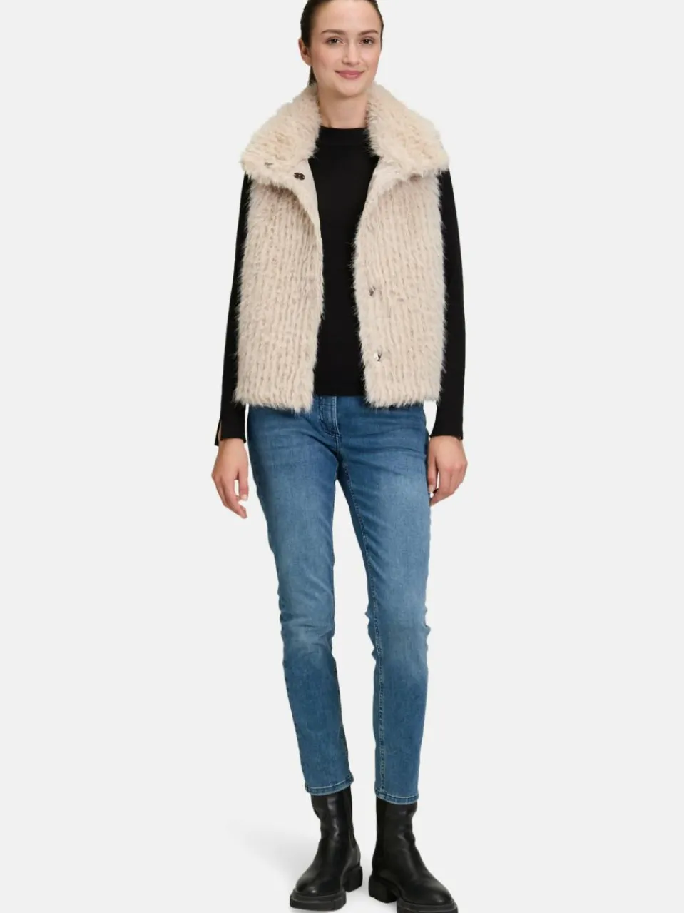 Amber & June Jacken & Westen<Damen Plüschweste grau uni