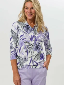 Frank Walder Shirts & Tops<Damen Poloshirt mehrfarbig gemustert