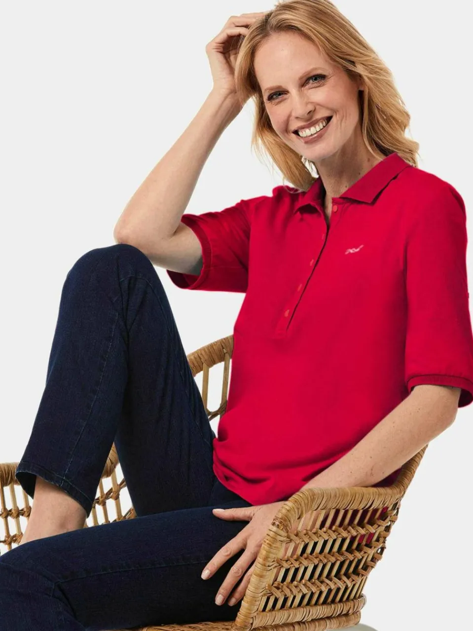 Goldner Shirts & Tops<Damen Poloshirt - Poloshirt in hochwertiger Pikee-Qualität rot uni