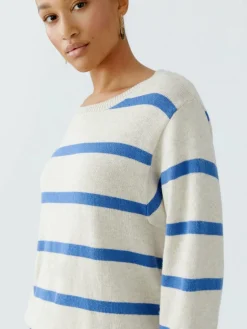 Oui Pullover & Strickjacken<Damen Pullover weiß blau gestreift