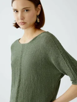 Oui Pullover & Strickjacken<Damen Pullover oliv uni