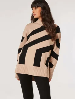 Apricot Pullover & Strickjacken<Damen Pullover beige gestreift