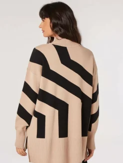 Apricot Pullover & Strickjacken<Damen Pullover beige gestreift