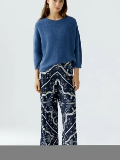 Oui Pullover & Strickjacken<Damen Pullover blau uni