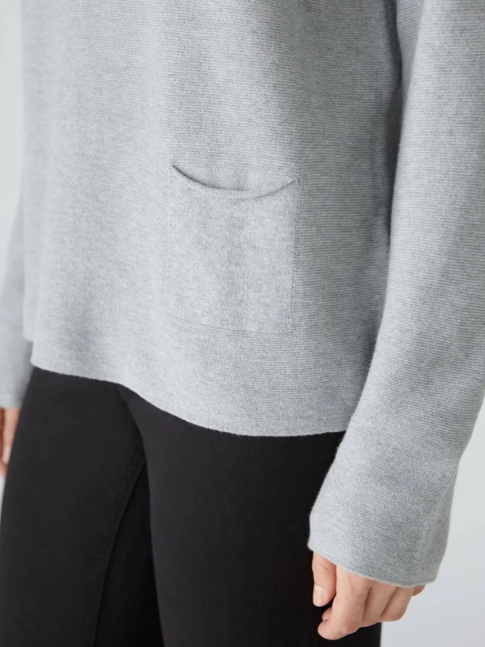 Oui Pullover & Strickjacken<Damen Pullover hellgrau uni