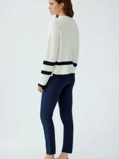 Oui Pullover & Strickjacken<Damen Pullover weiß blau gestreift