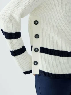 Oui Pullover & Strickjacken<Damen Pullover weiß blau gestreift