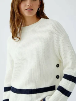 Oui Pullover & Strickjacken<Damen Pullover weiß blau gestreift