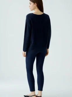 Oui Pullover & Strickjacken<Damen Pullover blau uni