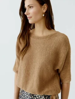 Oui Pullover & Strickjacken<Damen Pullover camel uni