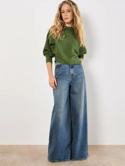 Apricot Pullover & Strickjacken<Damen Pullover grün uni