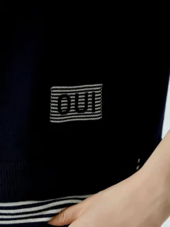 Oui Pullover & Strickjacken<Damen Pullover blau weiß uni