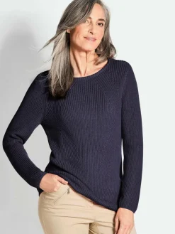 Damen Goldner Pullover & Strickjacken>Damen Pullover - Figurschmeichelnder Pullover aus reiner Baumwolle