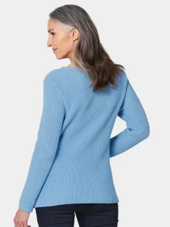 Damen Goldner Pullover & Strickjacken>Damen Pullover - Figurschmeichelnder Pullover aus reiner Baumwolle