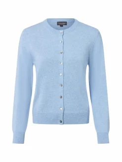 Franco Callegari Pullover & Strickjacken<Damen Pure Cashmere Strickjacke hellblau meliert