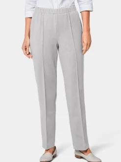 Goldner Hosen<Damen Rippenhose - Trageangenehme Rippenhose silber uni