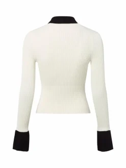 HUGO Pullover & Strickjacken<Damen Rippstrickpullover - Sharro ecru schwarz uni