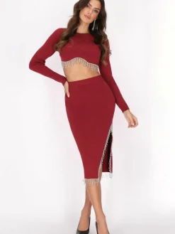 Faina Röcke<Damen Rock bordeaux uni