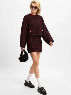 EDITED Röcke<Damen Rock - Debora bordeaux schwarz kariert