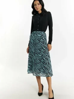 Faina Röcke<Damen Rock mit Zebra-Print hellblau gemustert