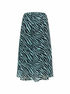 Faina Röcke<Damen Rock mit Zebra-Print hellblau gemustert