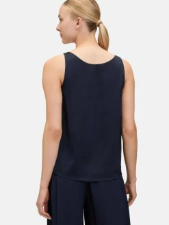 Vera Mont Blusen<Damen Satin-Bluse marine blau uni