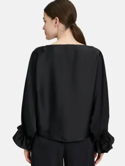 Vera Mont Blusen<Damen Satin-Bluse schwarz uni